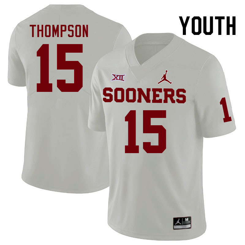 Youth #15 Brenen Thompson Oklahoma Sooners College Football Jerseys Stitched Sale-White